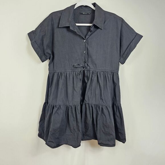 Deluc Tilda Mini Shirt Dress in Charcoal - Size M - Picture 1 of 10